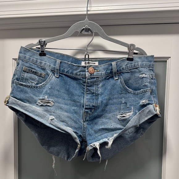 One Teaspoon Pants - One Teaspoon Denim Blue Women's Distressed Shorts